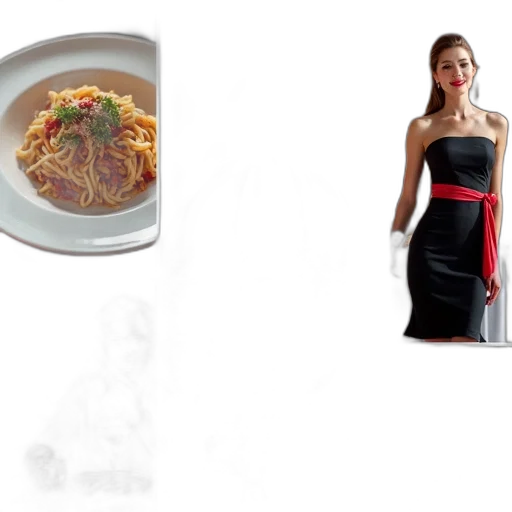 dress, food, jewelry, photorealistic transparent PNG cut-out