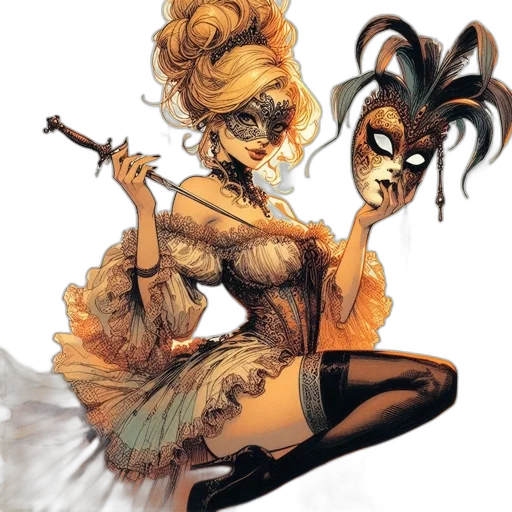 mask, dress, comic book art, concept art transparent PNG cut-out