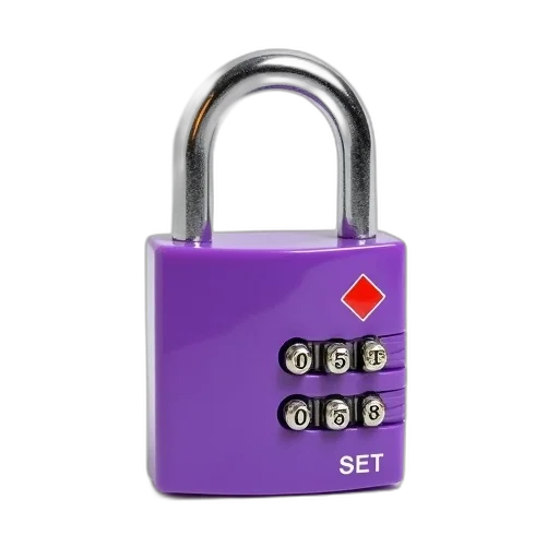 3d render, purple, plastic, padlock transparent PNG cut-out