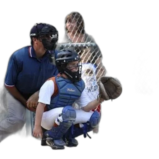 young, baseball, catcher, wearing transparent PNG cut-out