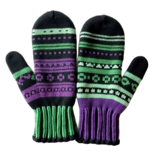 pair, colorful, knitted, gloves transparent PNG cut-out