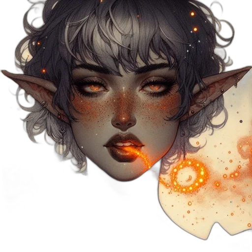 face, fantasy art, concept art, watercolor transparent PNG cut-out