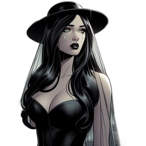hat, dress, comic book art, concept art transparent PNG cut-out