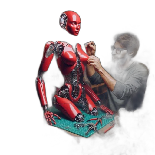 robot, concept art, cyberpunk, 3d render transparent PNG cut-out