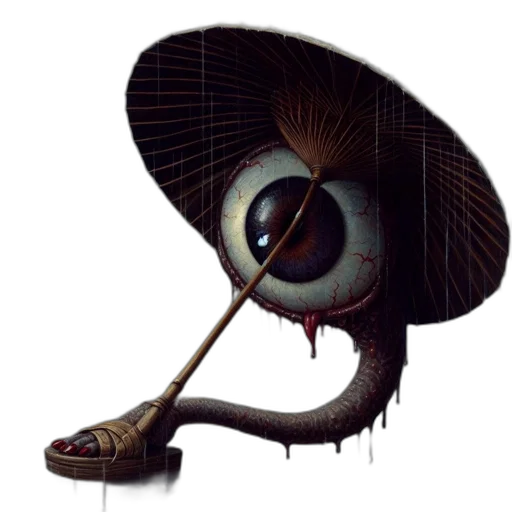 staff, hat, creature, umbrella transparent PNG cut-out