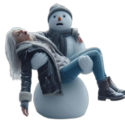 robot, 3d render, concept art, snow transparent PNG cut-out