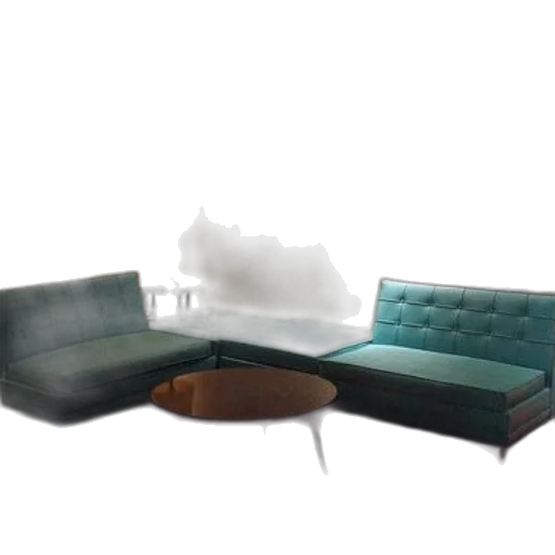 furniture, 3d render, green, blue transparent PNG cut-out