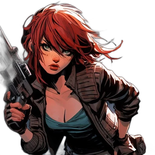 comic book art, concept art, cyberpunk, animated transparent PNG cut-out