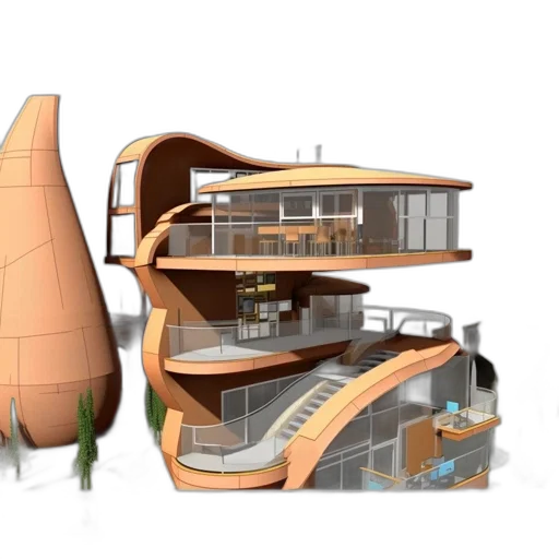 building, 3d render, concept art, photorealistic transparent PNG cut-out