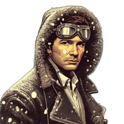 jacket, face, comic book art, concept art transparent PNG cut-out