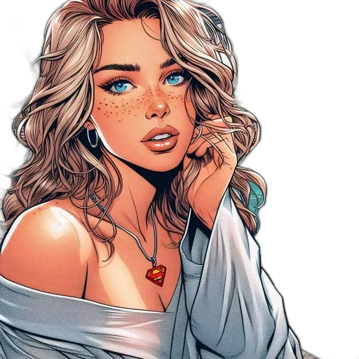 jewelry, dress, face, comic book art transparent PNG cut-out