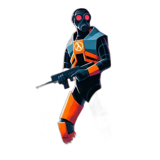 robot, weapon, staff, jacket transparent PNG cut-out