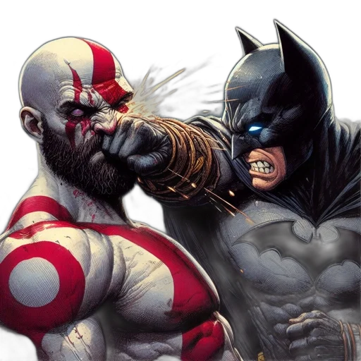 comic book art, concept art, two, figures transparent PNG cut-out