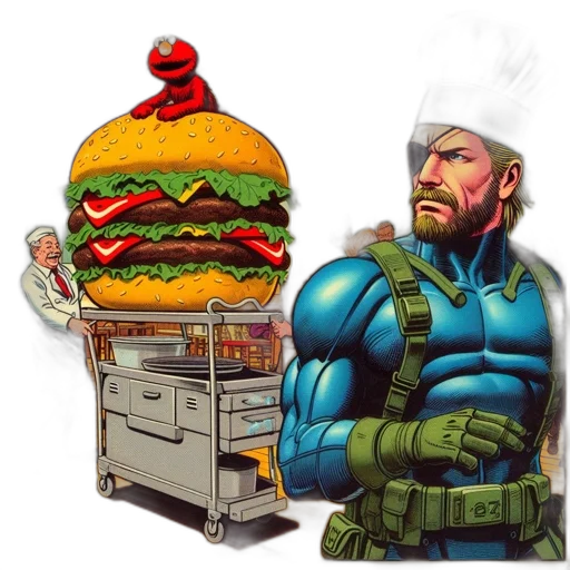food, robot, weapon, comic book art transparent PNG cut-out