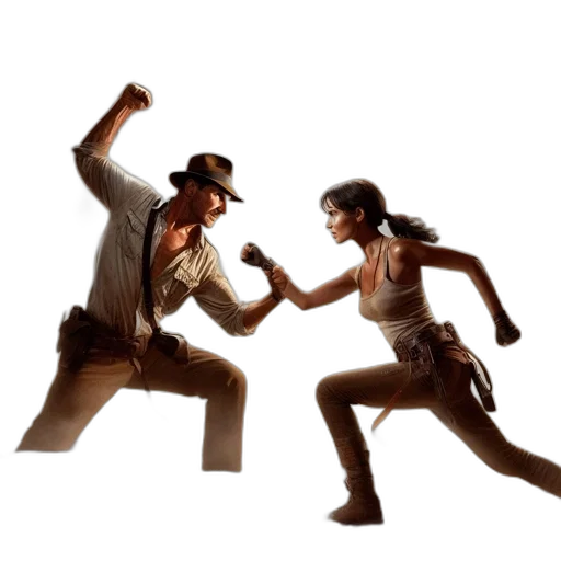 concept art, fire, two, individuals transparent PNG cut-out