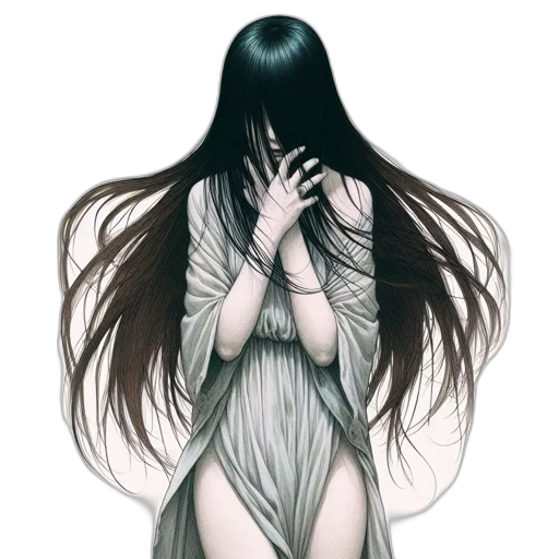 dress, hair, creature, mask transparent PNG cut-out