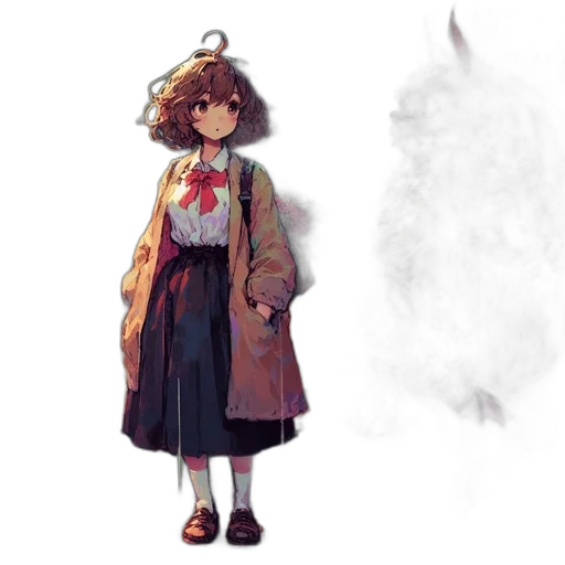 dress, jacket, staff, creature transparent PNG cut-out