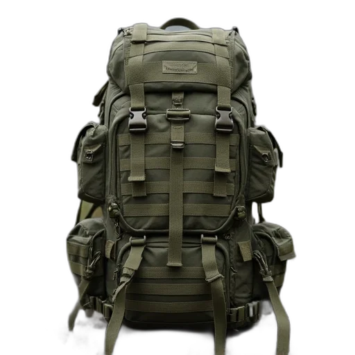 jacket, weapon, 3d render, backpack transparent PNG cut-out