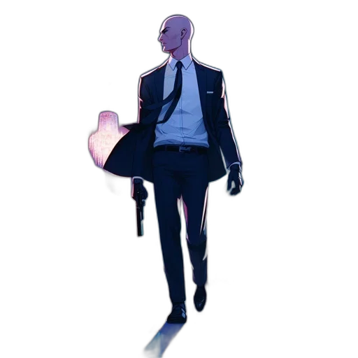 jacket, staff, weapon, robot transparent PNG cut-out