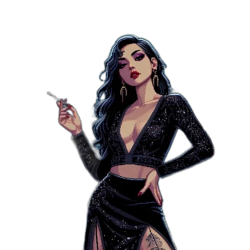 dress, comic book art, cyberpunk, fantasy art transparent PNG cut-out