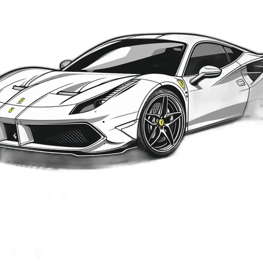 car, photorealistic, pencil sketch, 3d render transparent PNG cut-out