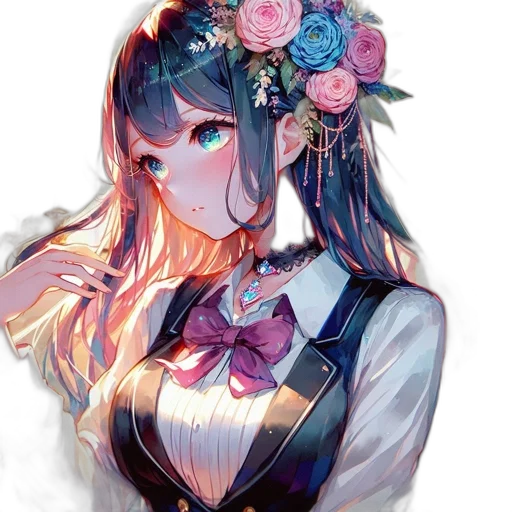 flower, dress, crown, face transparent PNG cut-out