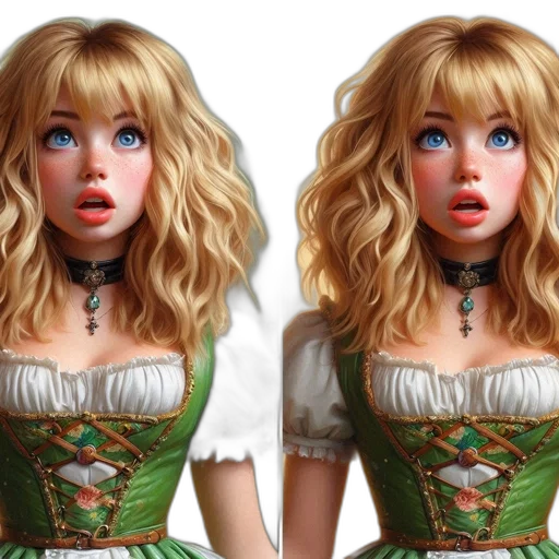 dress, face, 3d render, fantasy art transparent PNG cut-out