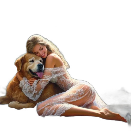dress, animal, oil painting, photorealistic transparent PNG cut-out
