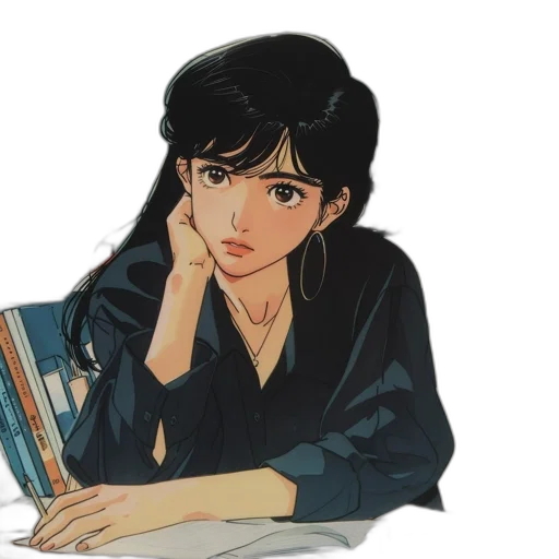 face, jacket, anime, oil painting transparent PNG cut-out