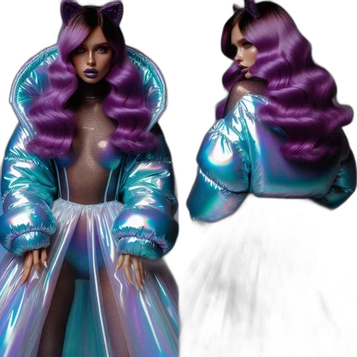 hair, jacket, concept art, vaporwave transparent PNG cut-out