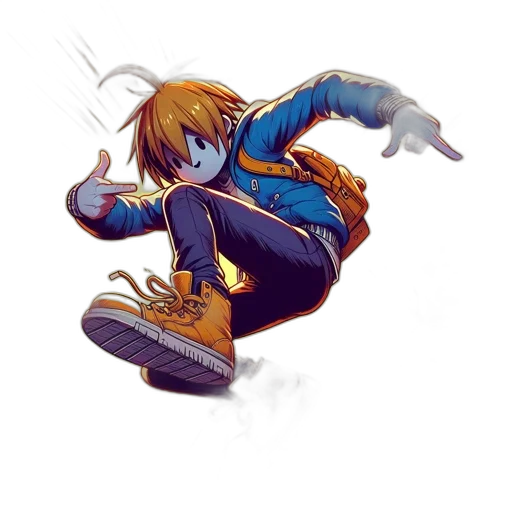 shoes, jacket, staff, creature transparent PNG cut-out