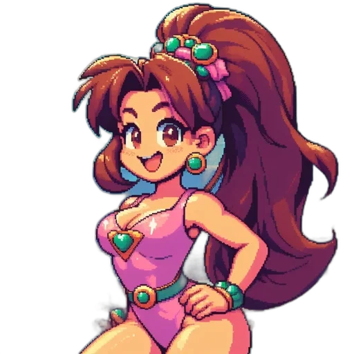 dress, pixel art, vaporwave, cartoon transparent PNG cut-out
