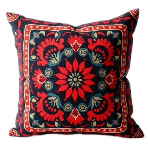red, ethnic, pattern, pillow transparent PNG cut-out