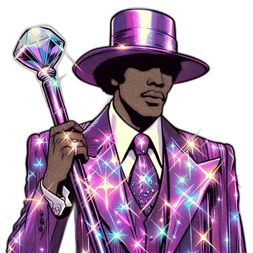 staff, hat, vaporwave, pixel art transparent PNG cut-out