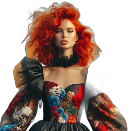 dress, jacket, hair, jewelry transparent PNG cut-out