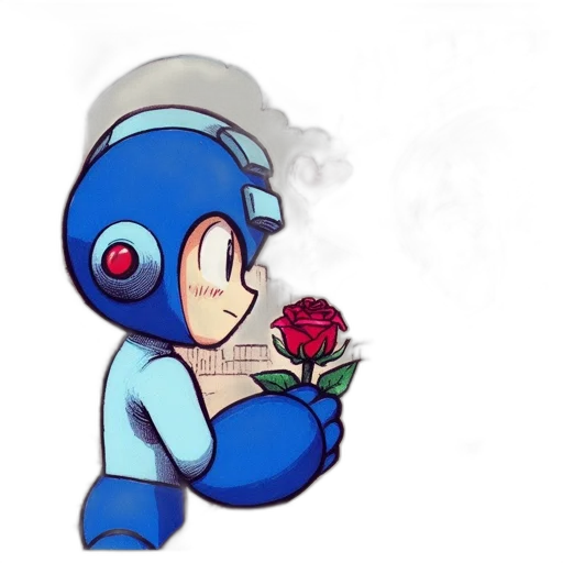 flower, robot, pixel art, concept art transparent PNG cut-out