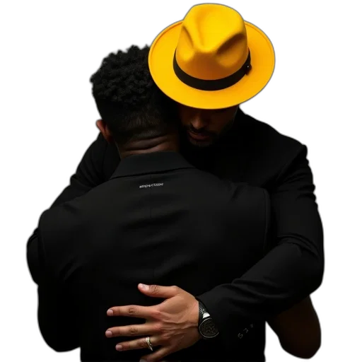 hat, jacket, man, yellow transparent PNG cut-out