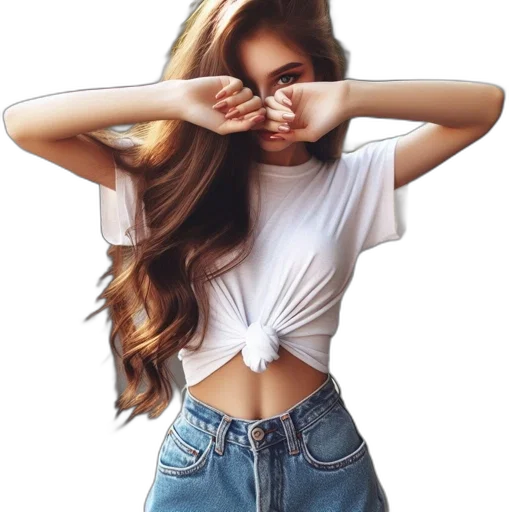 hair, dress, jewelry, jacket transparent PNG cut-out