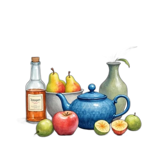 food, bottle, photorealistic, oil painting transparent PNG cut-out