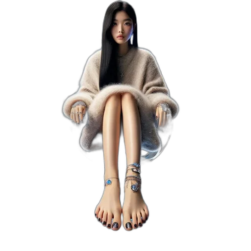 creature, shoes, dress, photorealistic transparent PNG cut-out