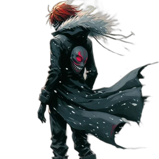 jacket, mask, staff, weapon transparent PNG cut-out