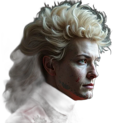 face, crown, hair, photorealistic transparent PNG cut-out