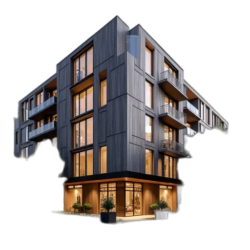 building, 3d render, concept art, photorealistic transparent PNG cut-out
