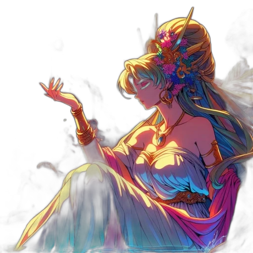 crown, dress, dragon, staff transparent PNG cut-out