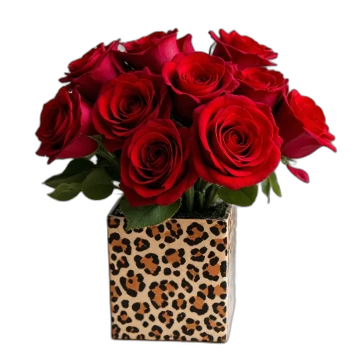 flower, red, roses, leopard transparent PNG cut-out