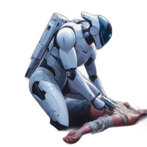 robot, weapon, concept art, cyberpunk transparent PNG cut-out