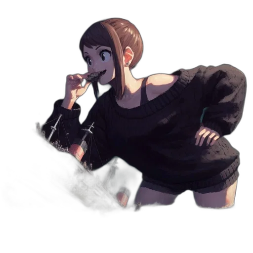 dress, jacket, staff, weapon transparent PNG cut-out