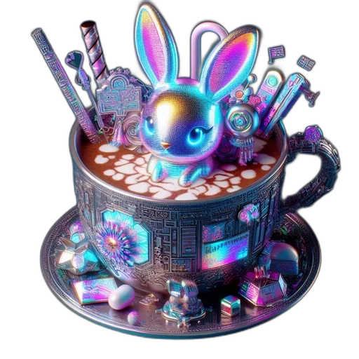 robot, crown, 3d render, cyberpunk transparent PNG cut-out