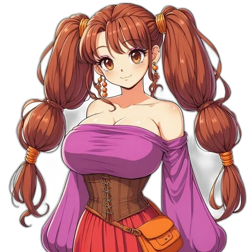 dress, staff, crown, hair transparent PNG cut-out