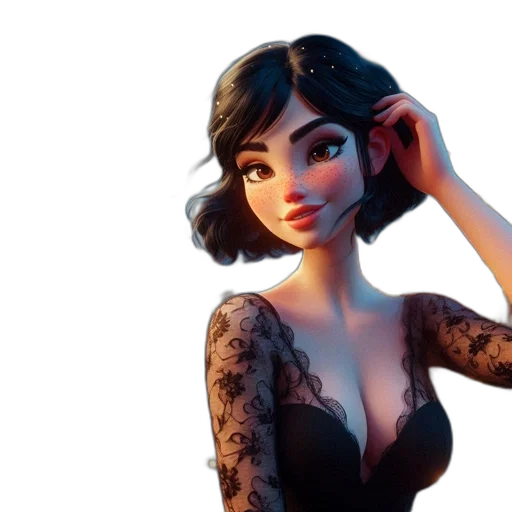 dress, face, concept art, cartoon transparent PNG cut-out